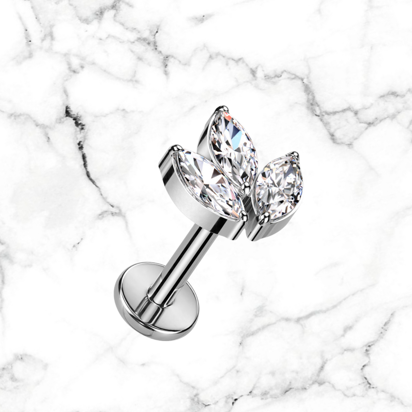 3 cz marquis stud