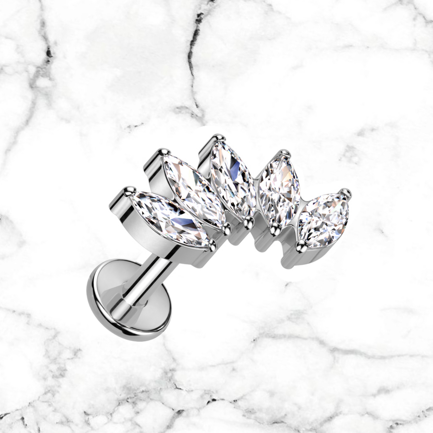 5 cz marquis stud