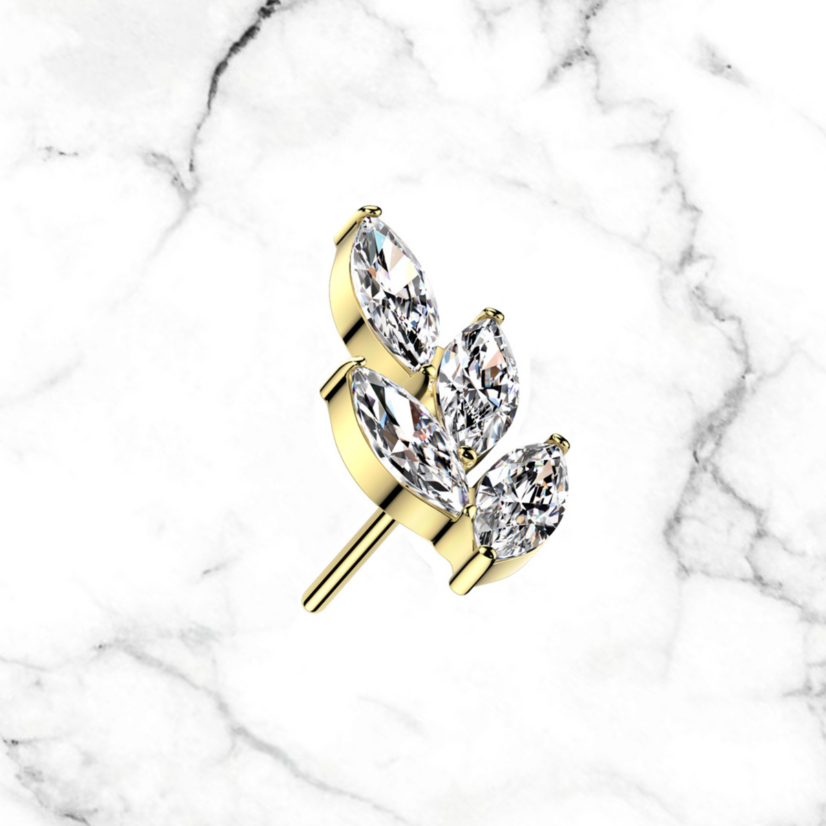 14k cz marquis leaf top