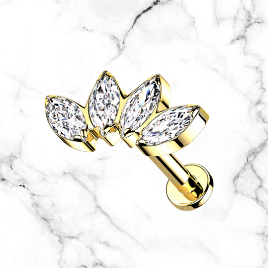 4 cz marquis stud