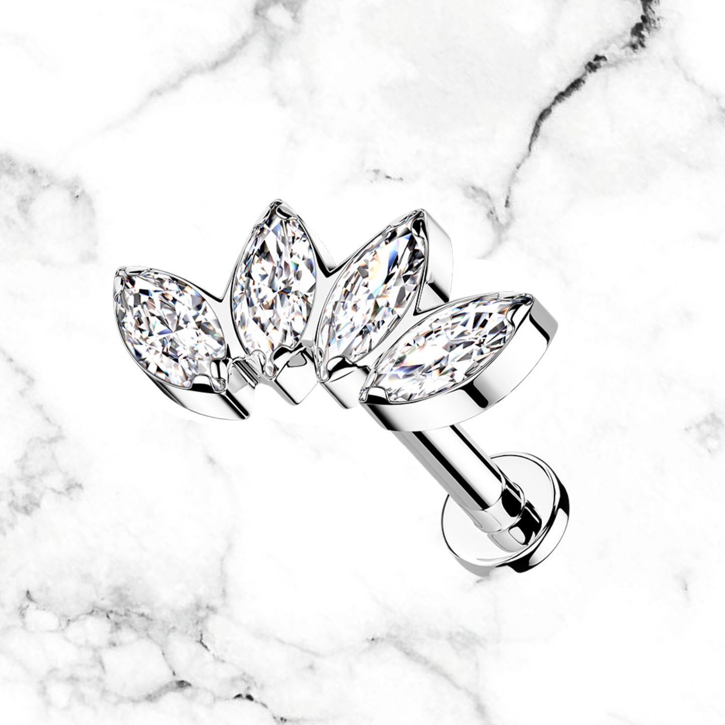 4 cz marquis stud