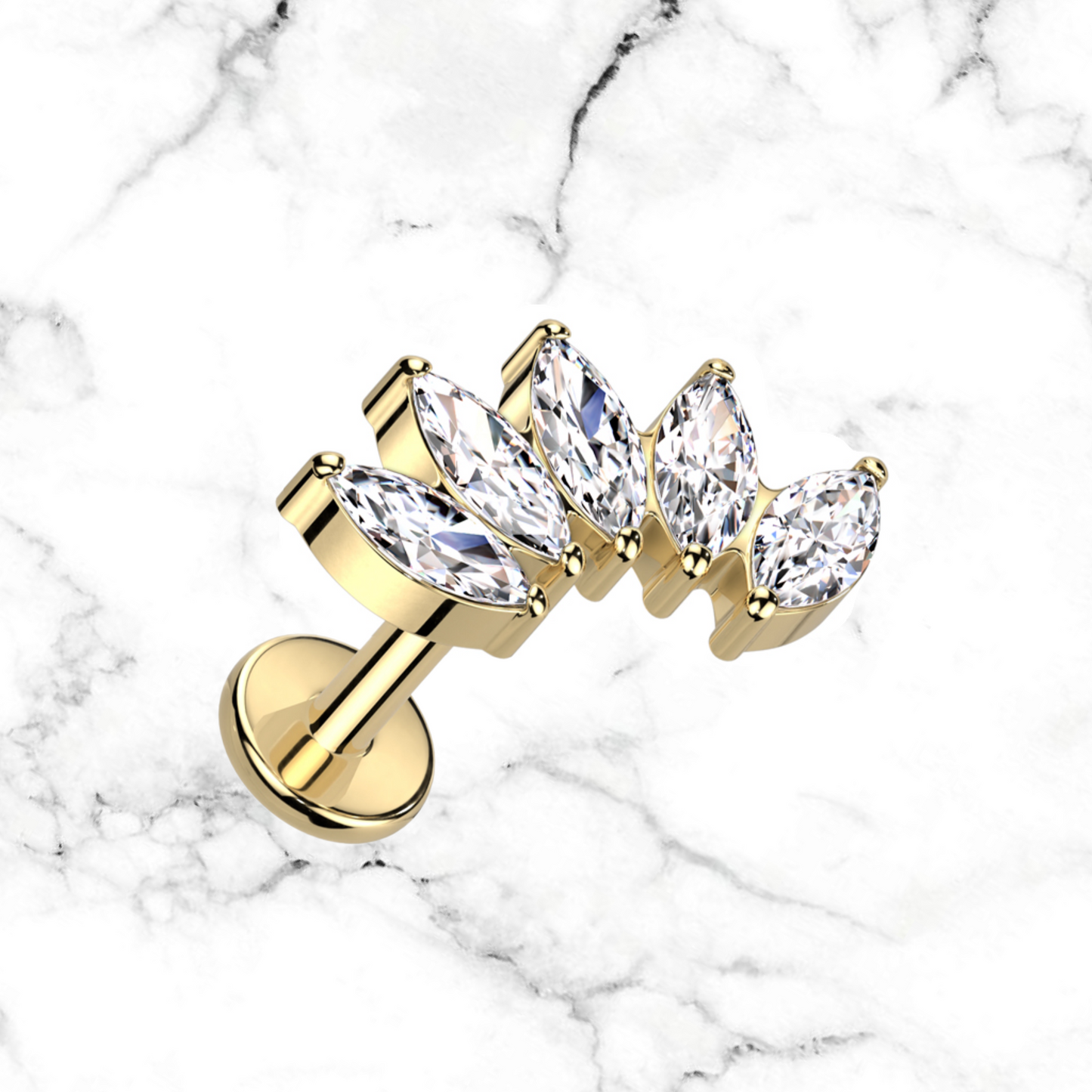 5 cz marquis stud