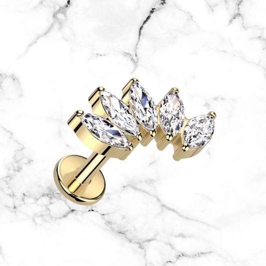 5 cz marquis stud