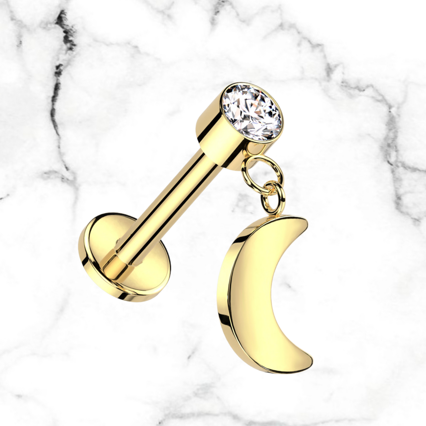 cz dangle moon stud