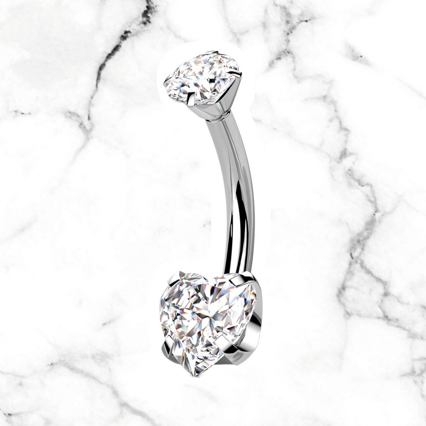 heart-shaped cz belly