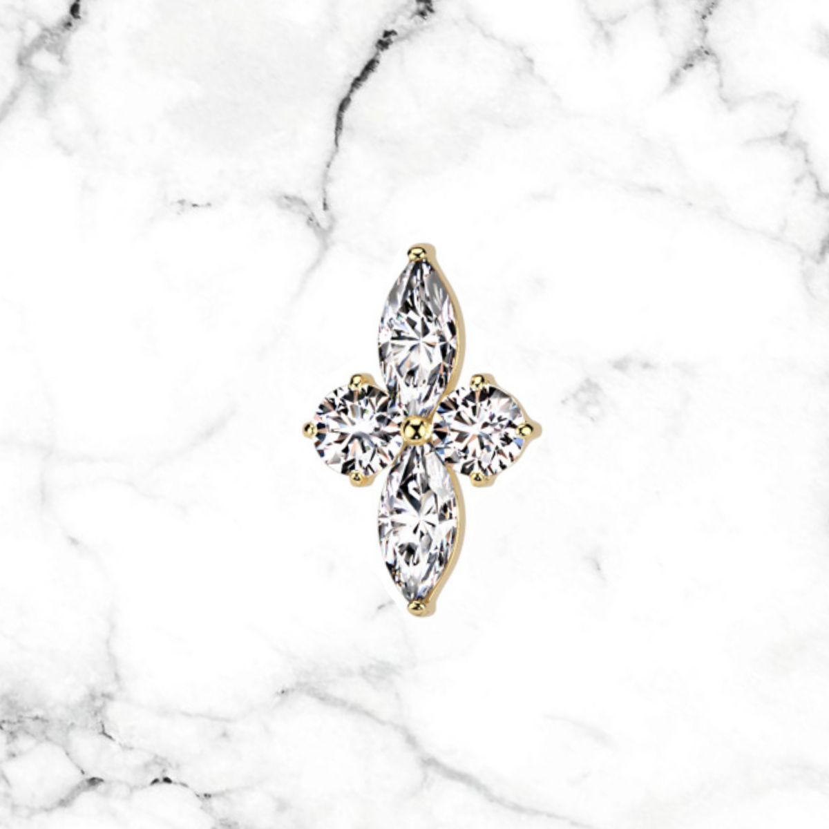 14k cz diamond shape top