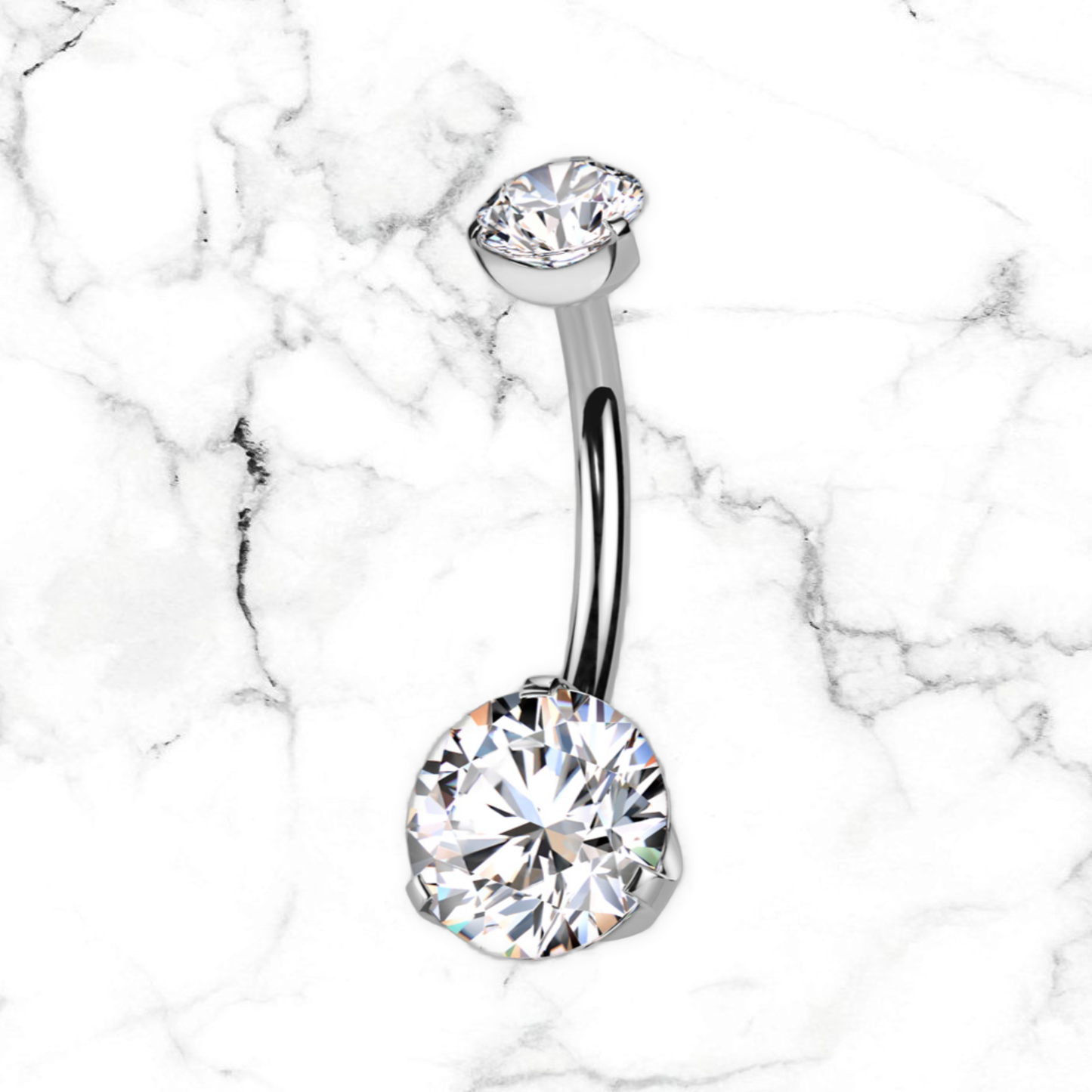 double cz navel bar