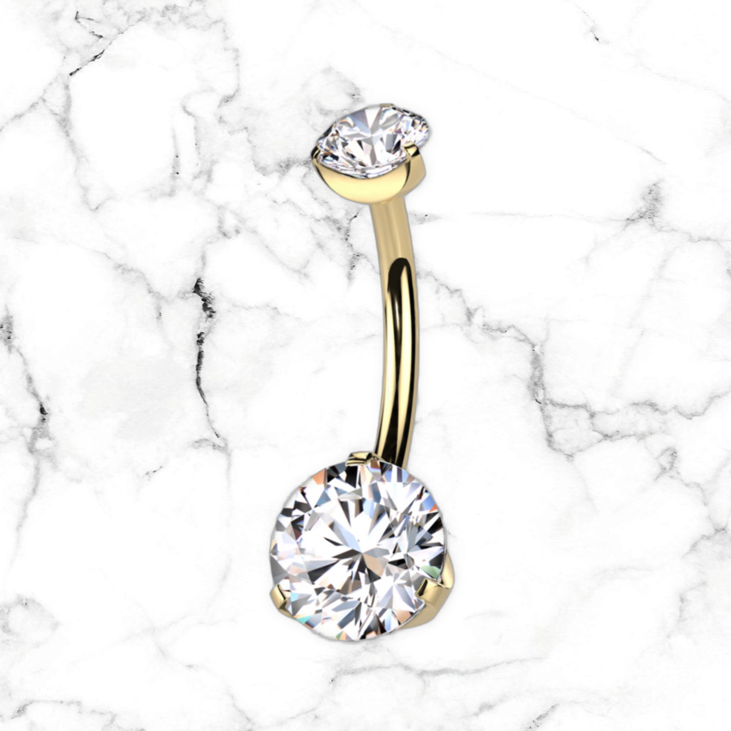 double cz navel bar