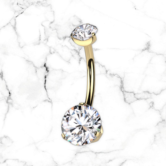 double cz navel bar